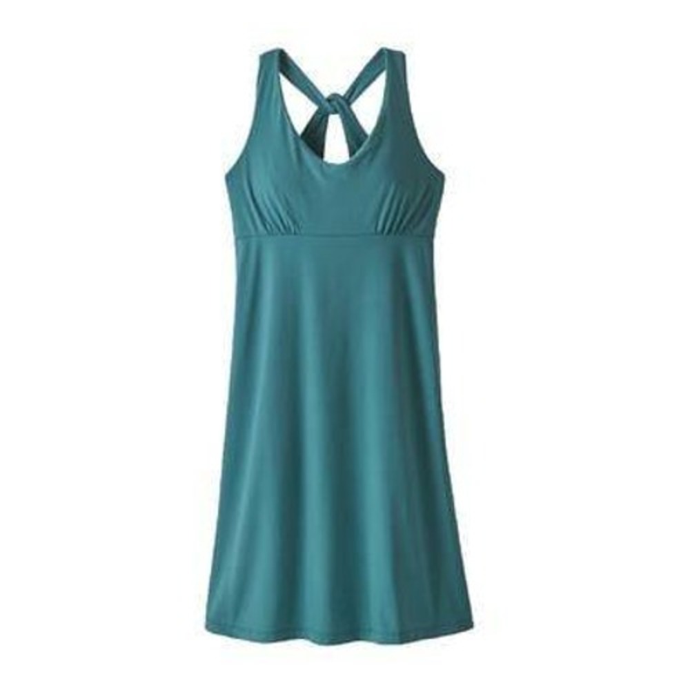 Patagonia Magnolia Spring Dress Teal Strappy Cross Back Empire Waist L